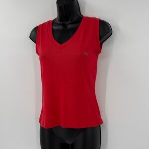Chemise Lacoste Paris Vintage V-Neck Sleeveless Tank Top | Red | Medium